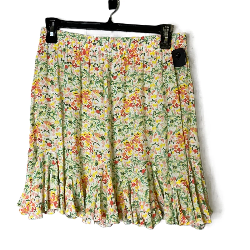 Floral Print Skirt Midi By Loft, Size: L