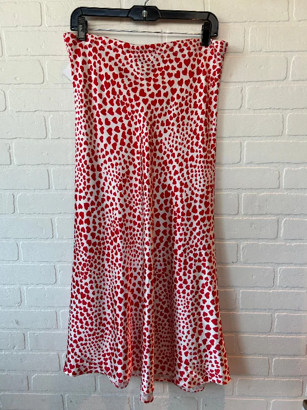 Red & White Skirt Midi Rachel Zoe, Size 8