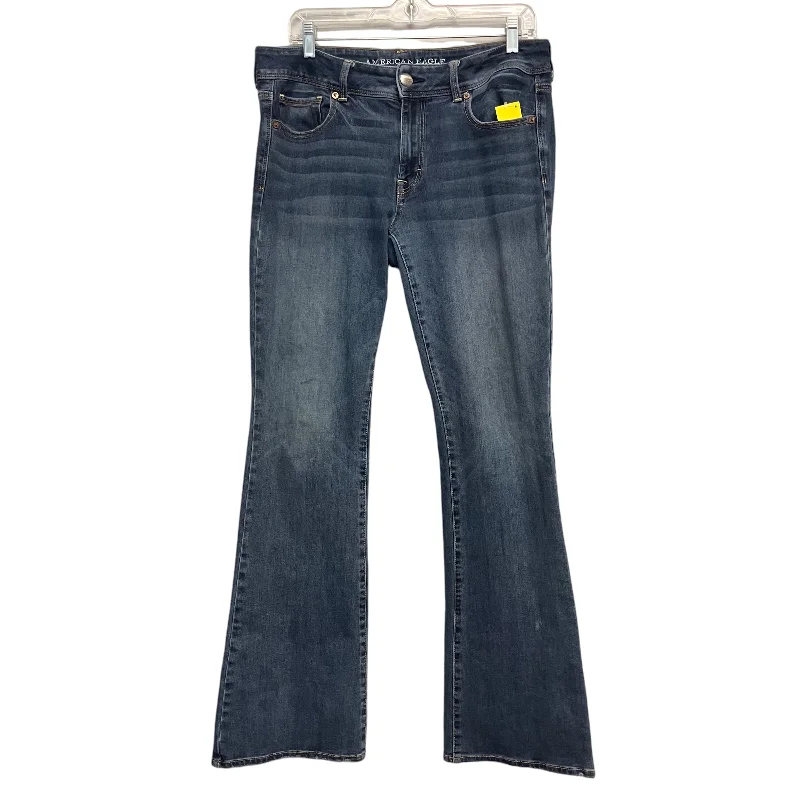 Jeans Flared By American Eagle In Blue Denim, Size:12L