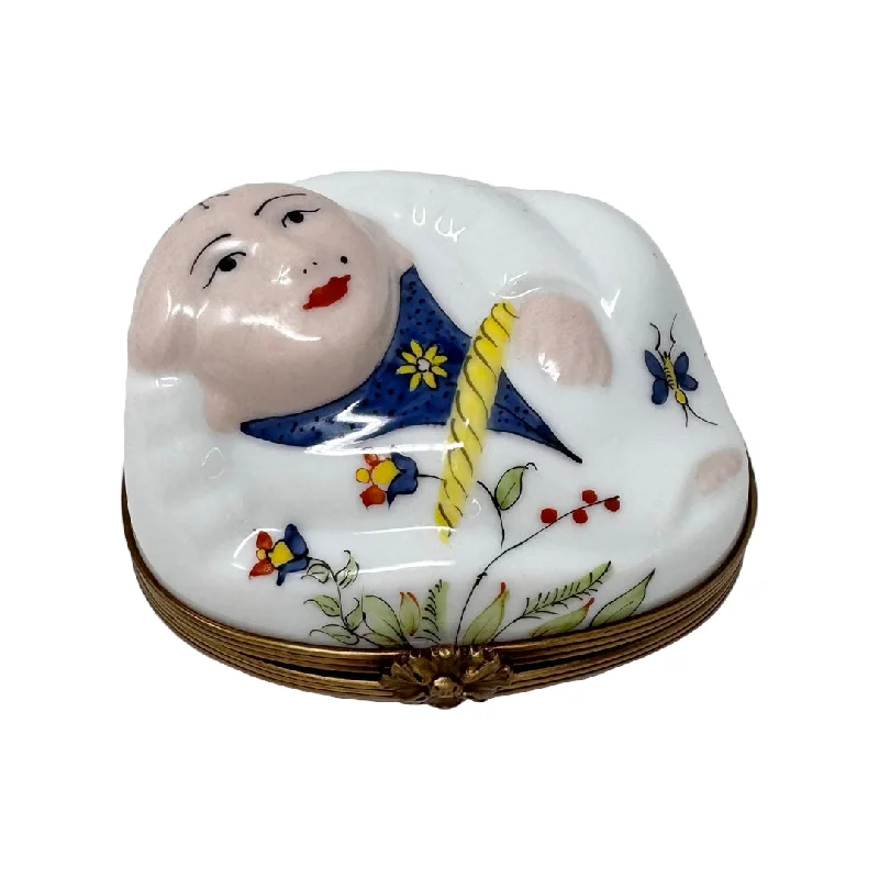 Hand Painted Rochard Resting Buddha Trinket Box