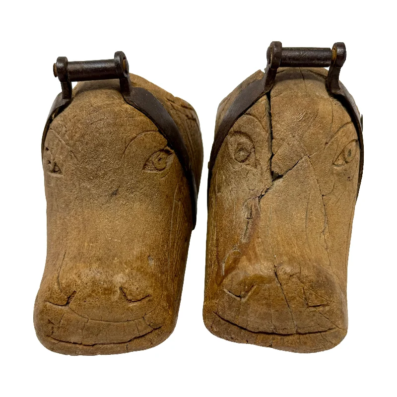 Pair of Antique Bolivian Pig Nose Wood Stirrups