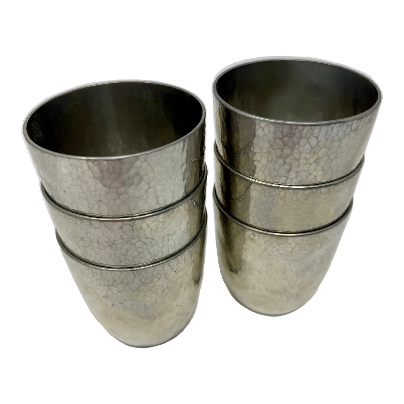 Set of 6 Porter Blanchard Hand Hammered Pewter Cups