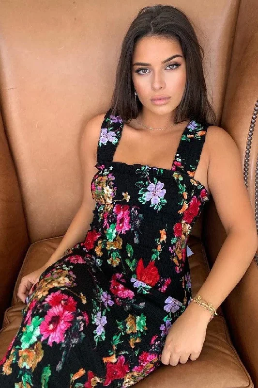 Tina Dress - Black Floral