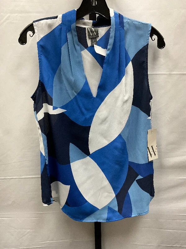 Blue & White Top Sleeveless Worthington, Size S