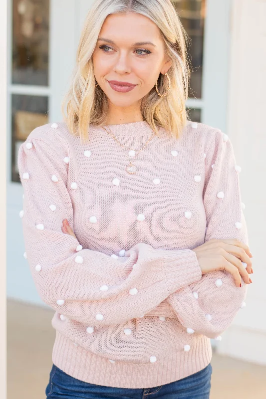 All That You Need Blush Pink Pompom Sweater