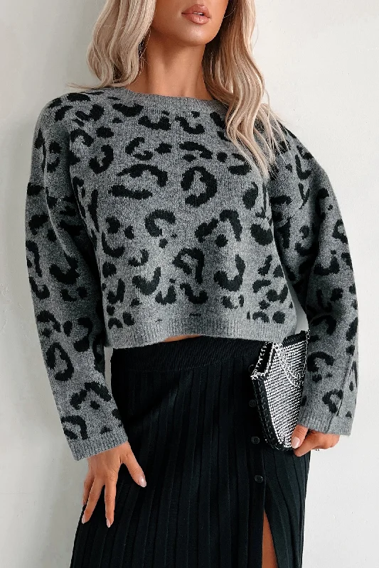 Always Fierce Leopard Print Sweater (Grey)