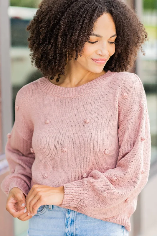 Know Yourself Mauve Pink Pompom Sweater