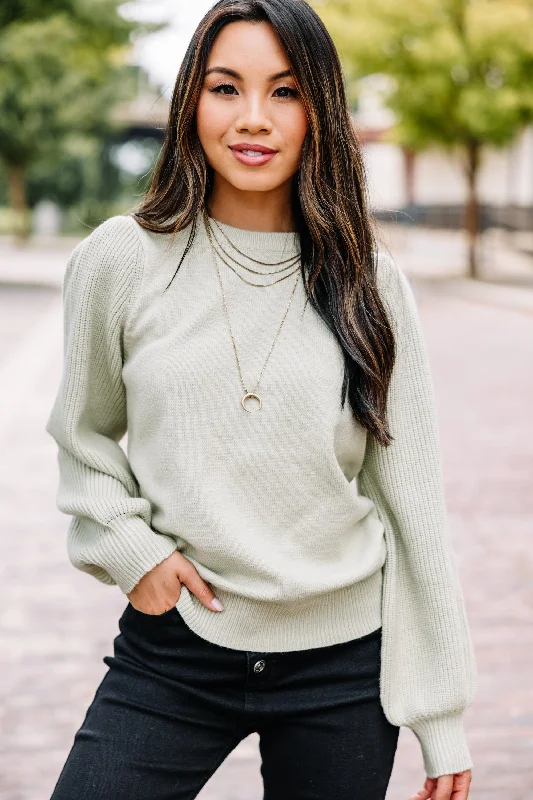 Steal Your Heart Pistachio Green Bubble Sleeve Sweater