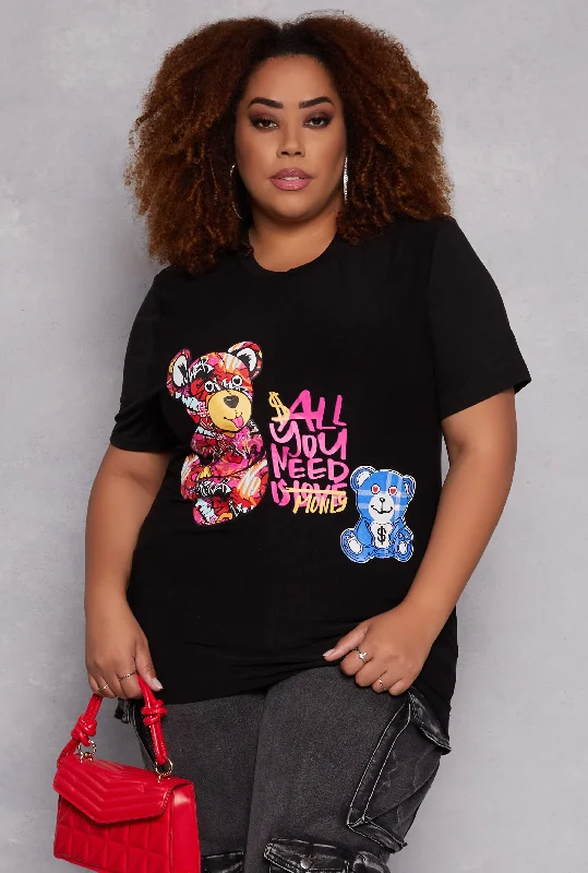 Plus Size All You Need Is Money Graphic Tee