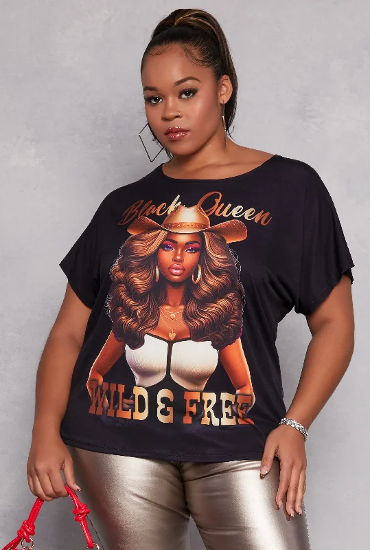 Plus Size Black Queen Graphic Tee