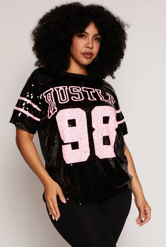 Plus Size Hustle 98 Sequin Mesh Top