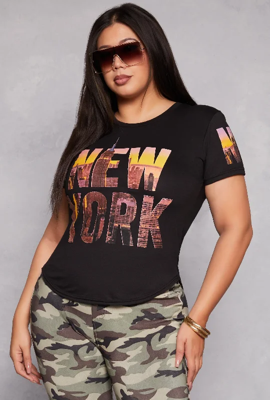 Plus Size New York Graphic High Low Tee