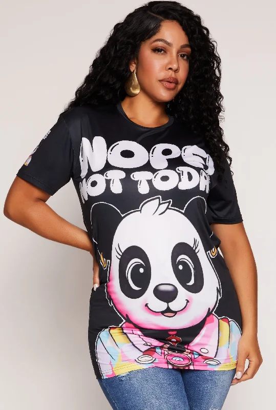 Plus Size Nope Not Today Panda Graphic Top