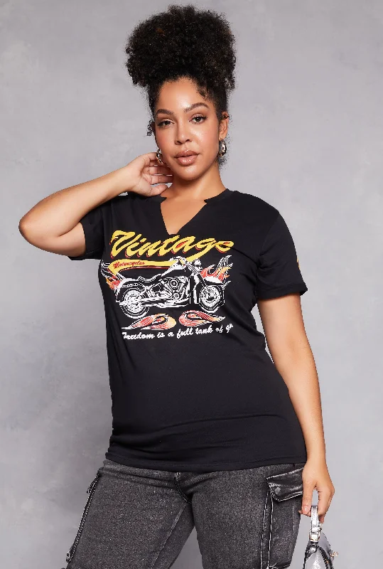 Plus Size Vintage Motorcycle Graphic Tee