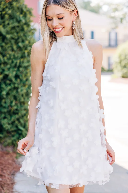 Fly Away White Textured Dress