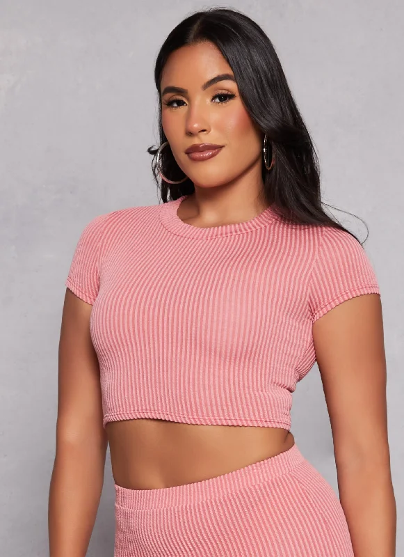 Ribbed Short Sleeve Crop Top