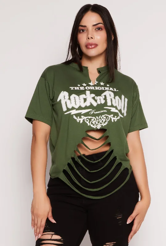 Plus Size Original Rock n Roll Laser Cut Graphic Tee