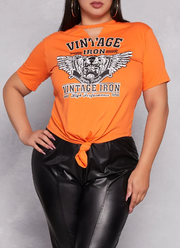 Plus Size Vintage Iron Keyhole Graphic Tee