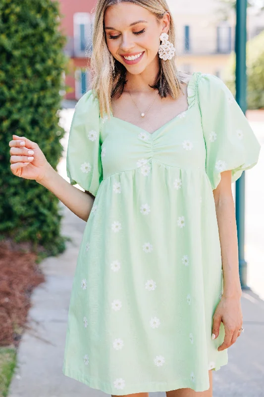 Perfectly Precious Sage Green Floral Babydoll Dress