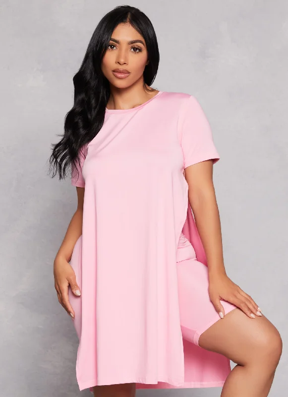 Daisy Crew Neck Side Slit Tunic Tee