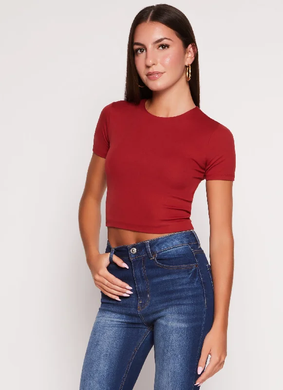 Crew Neck Basic Cropped Tee