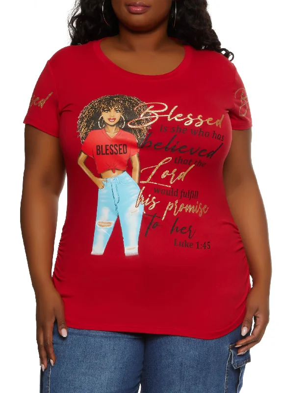 Plus Size Blessed Is Who She Had Graphic Tee