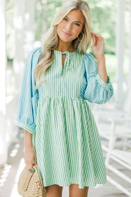 So Effortless Green Striped Dress