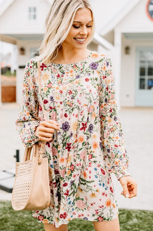 The Secret Garden Cream White Floral Dress