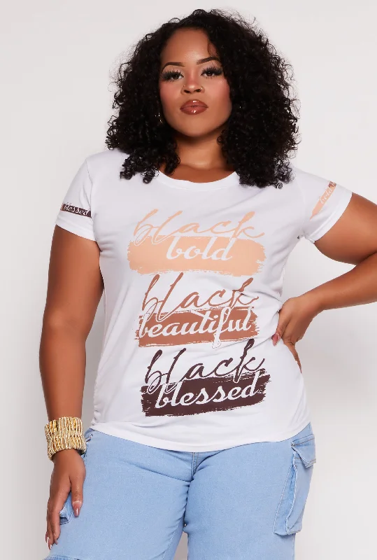 Plus Size Bold Beautiful Blessed Ruched Graphic Tee