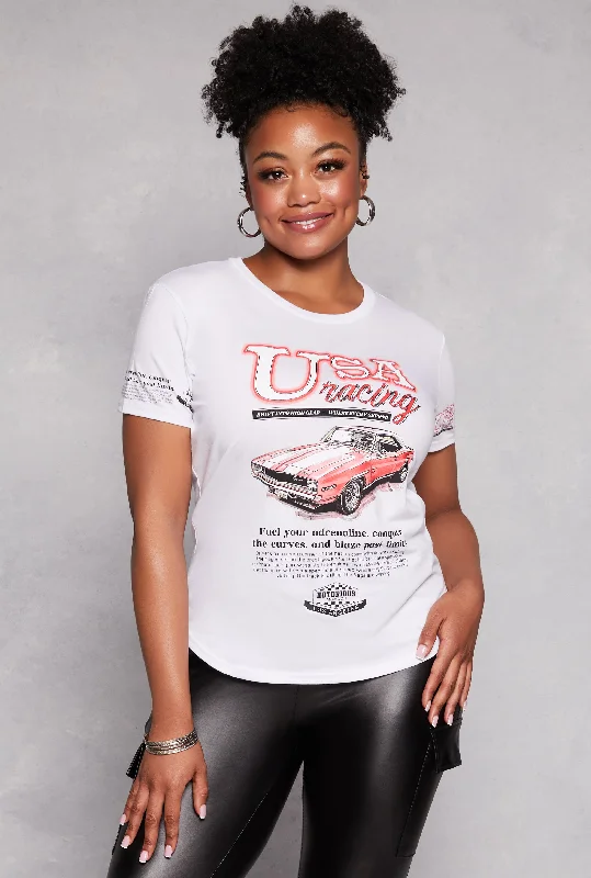 Plus Size USA Racing Graphic Tee