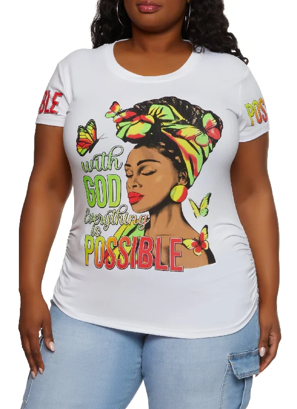 Plus Size With God Everything is Possible Graphic Tee