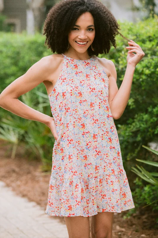 Worth It Ivory White Ditsy Floral Dress