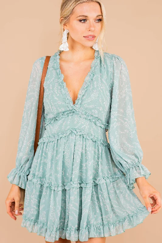 You're Too Kind Seafoam Green Floral Dress