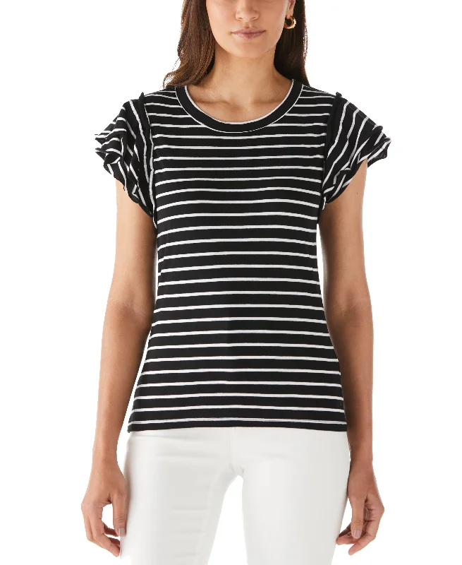 Stripe Ruffle Sleeve Tee