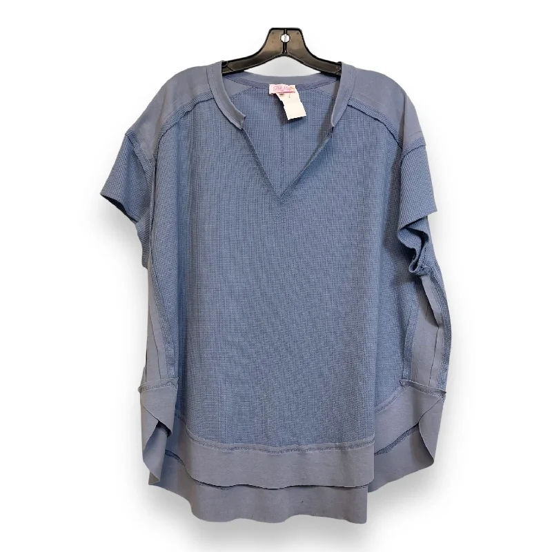 Top Short Sleeve By Pink Lily In Blue, Size: M