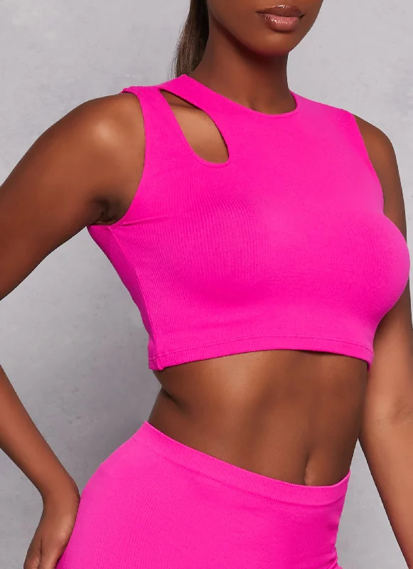 Seamless Keyhole Cropped Tank Top