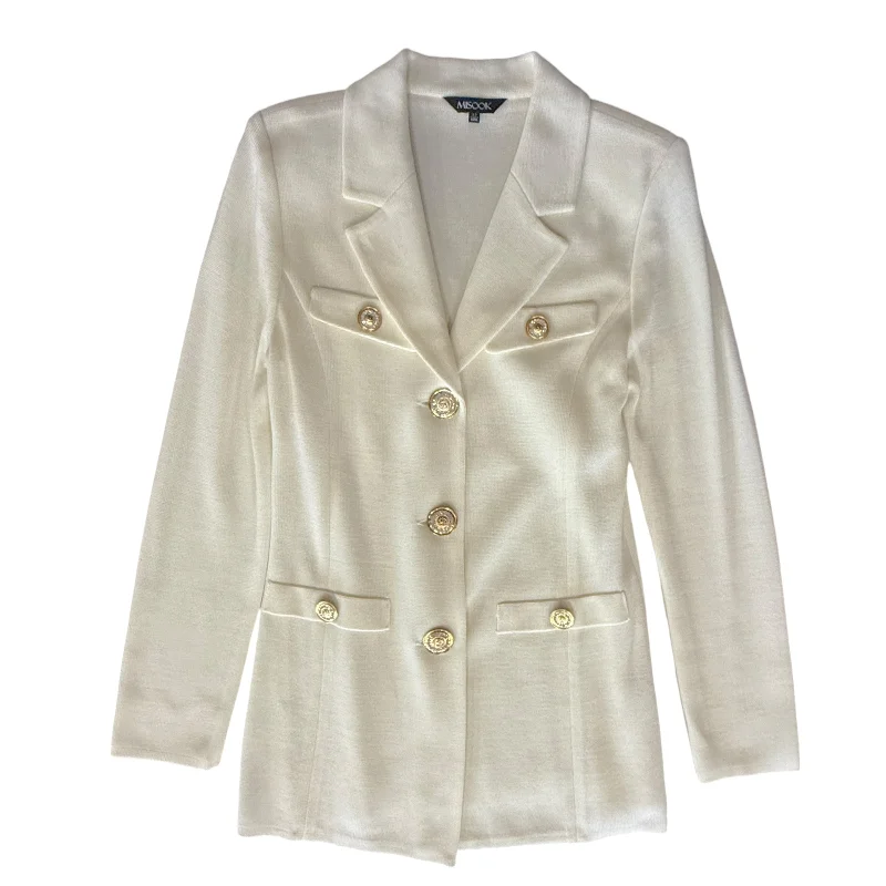 Dressed Up Button-Front Jacket By Misook In Cream, Size: Xs