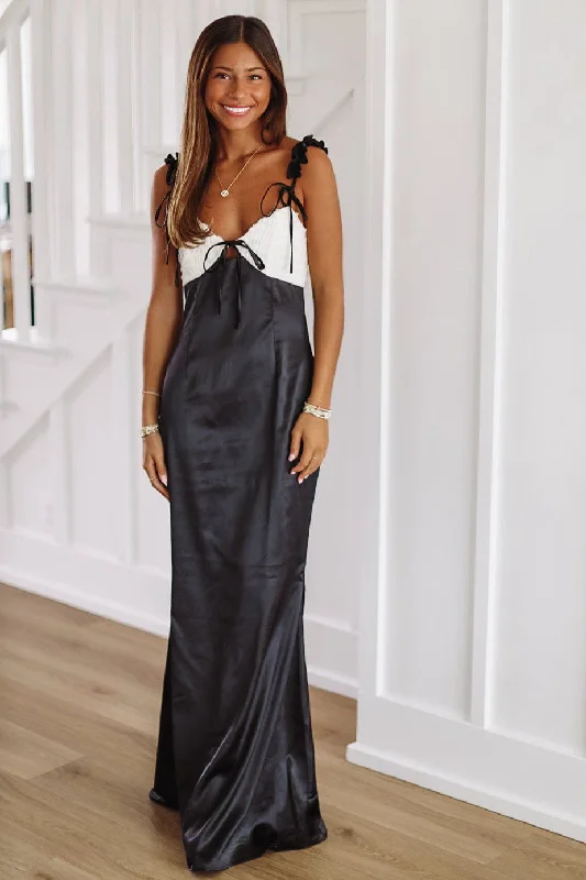 Gorgeous as Always Maxi Dress - Black and Ivory