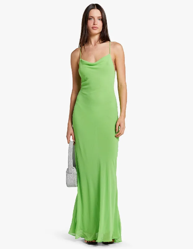 Elowen Printed Georgette Maxi Dress - Neon Green