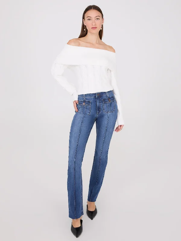 Pintuck Front Bootcut Jeans