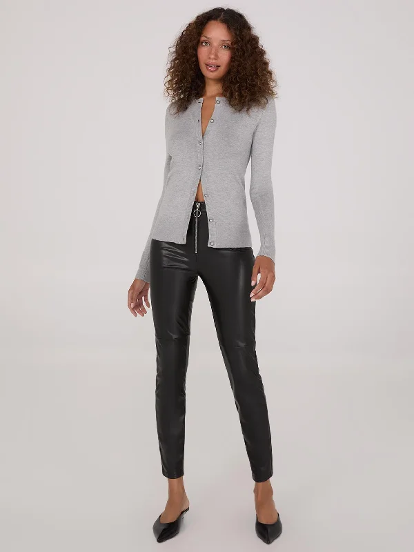 Exposed Zipper Faux Leather Pants