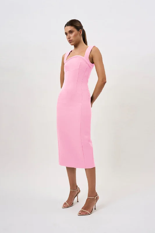 Elara Curve Structure Midi Dress | Final Sale - Pink