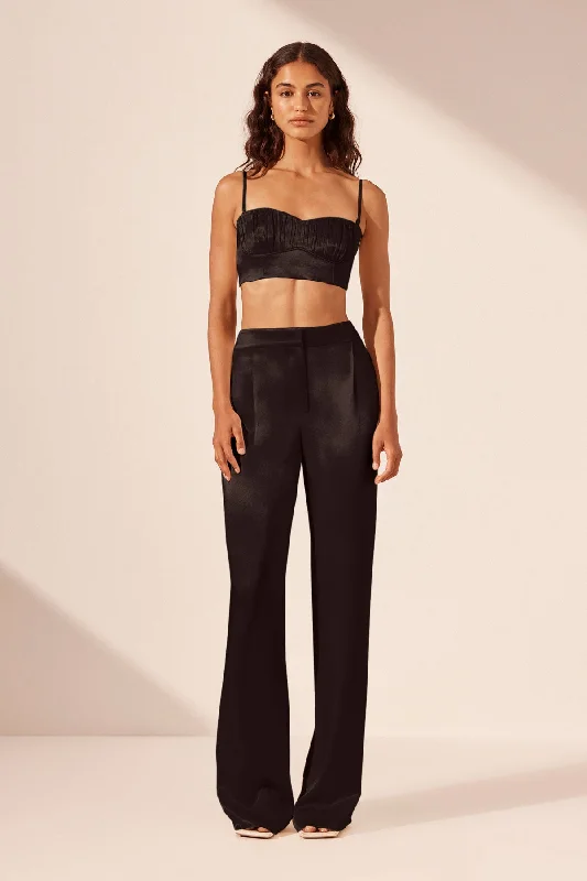 LA LUNE MID RISE STRAIGHT LEG PANT - BLACK