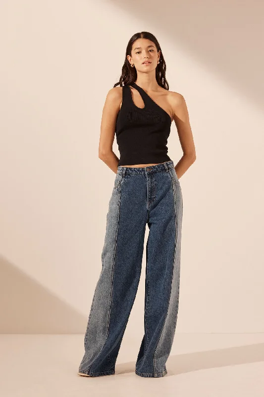 REINA CONTRAST WIDE LEG JEAN