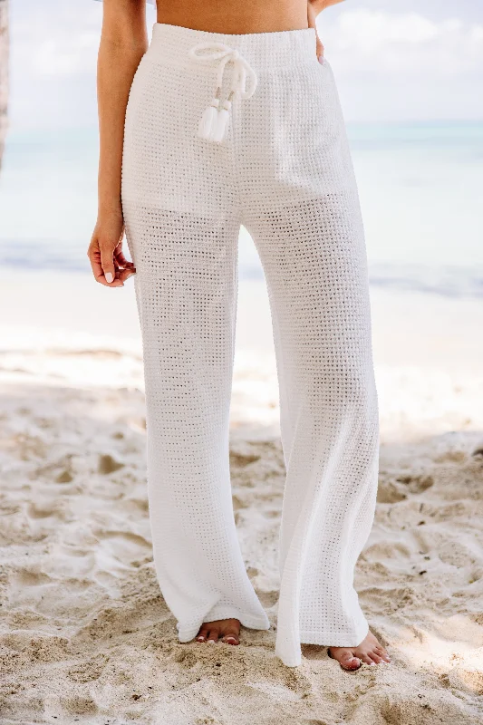 Surf Gypsy: Sunny Days Ahead White Knit Wide Pants