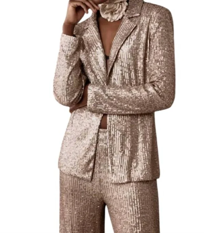 Sequins Blazer In Matte Gold