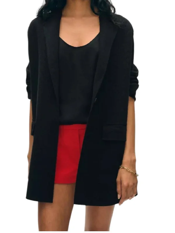 Superfine Organic Cotton Knit Blazer In Black