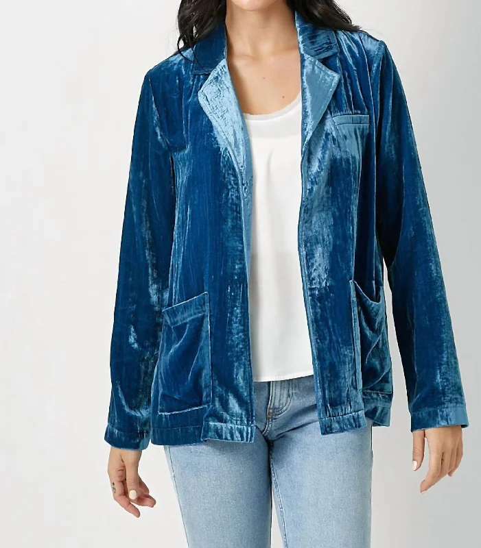 Velvet Open Jacket In Blue