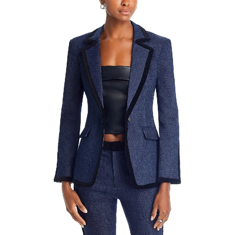 Womens Collar Pocket One-Button Blazer