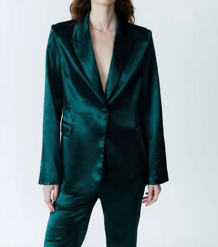 Women's Mid Length Blazer In Bottle Green